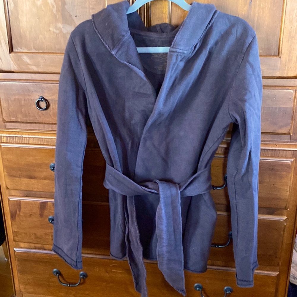 Women’s Lucky brand brown tie closure hoodie sweatshirt